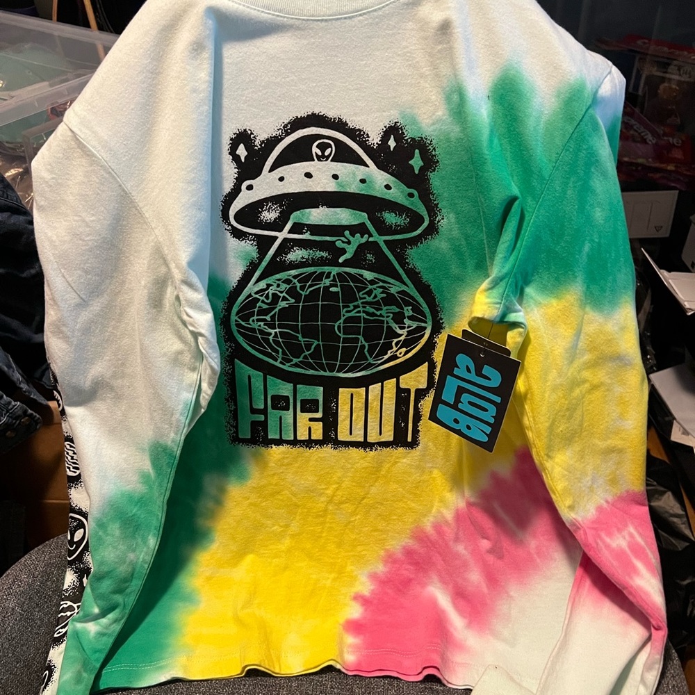 Zumiez A-Lab Aby Far Out Rainbow Tie Dye Long Sleeve T-shirt Large NWT - Picture 5 of 6